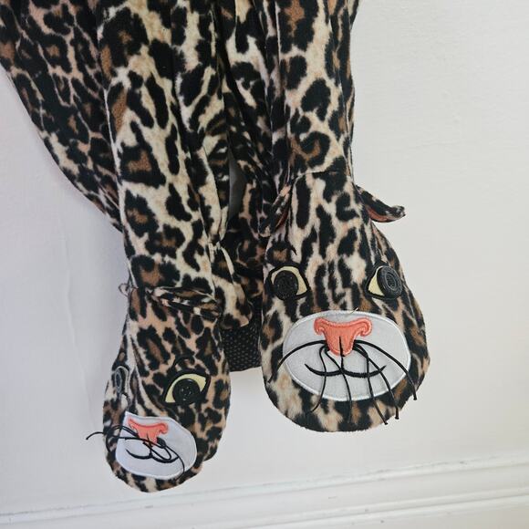 NEW Nick & Nora Jungle Jim Fleece One Piece Pajamas M Leopard Print NWT - Picture 3 of 8